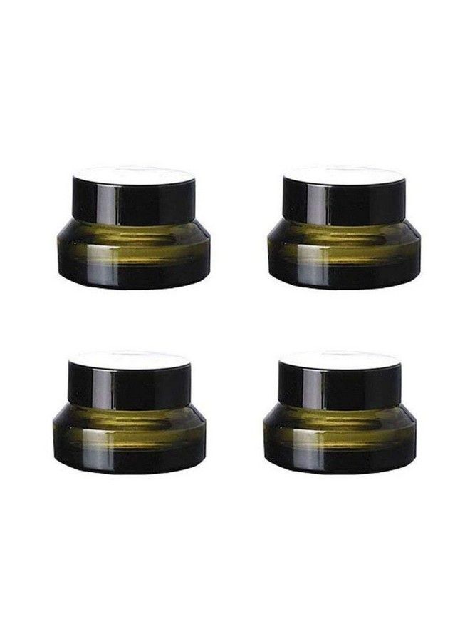ericotry 4 Pcs 15Ml /30Ml Inclined Shoulder Pickle Green Glass Cream Bottle Empty Cosmetic Containers Jars With Inner Liners Prefect For Cosmetics And Face Cream Lotion (15Ml/0.5Oz) - Image 1