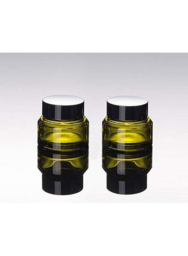 ericotry 4 Pcs 15Ml /30Ml Inclined Shoulder Pickle Green Glass Cream Bottle Empty Cosmetic Containers Jars With Inner Liners Prefect For Cosmetics And Face Cream Lotion (15Ml/0.5Oz) - Image 3
