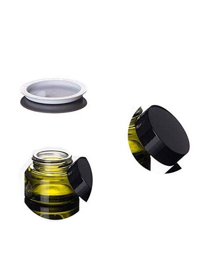 ericotry 4 Pcs 15Ml /30Ml Inclined Shoulder Pickle Green Glass Cream Bottle Empty Cosmetic Containers Jars With Inner Liners Prefect For Cosmetics And Face Cream Lotion (15Ml/0.5Oz) - Image 5