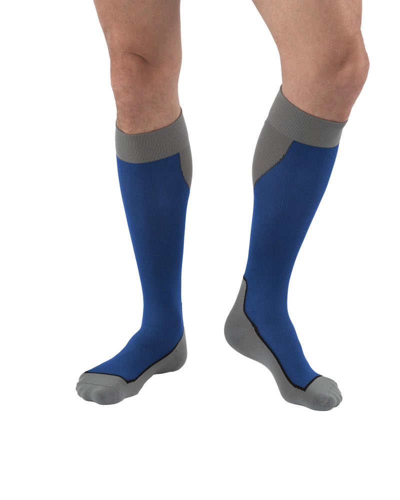 JOBST جوارب ضغط عالية الركبة JOBST سبورت 2030 مم زئبقي أزرق ملكي رمادي متوسط - Image 3