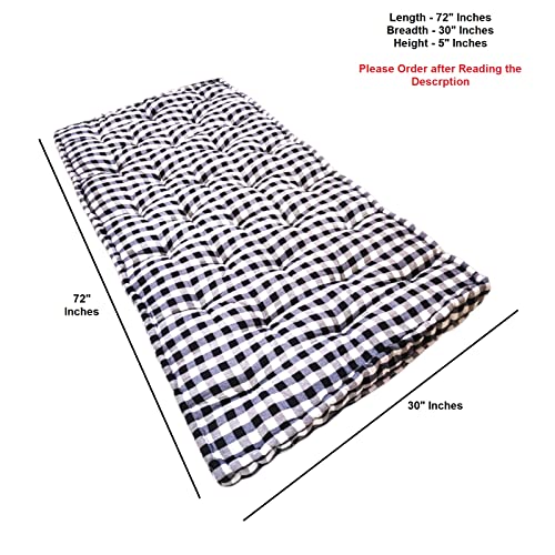 Deevine Craft 5-Inch Soft Cotton Box Mattress with Pillow - Medium Firm Single Bed Gadda | Rectangle Type, Black and White Design - Image 2