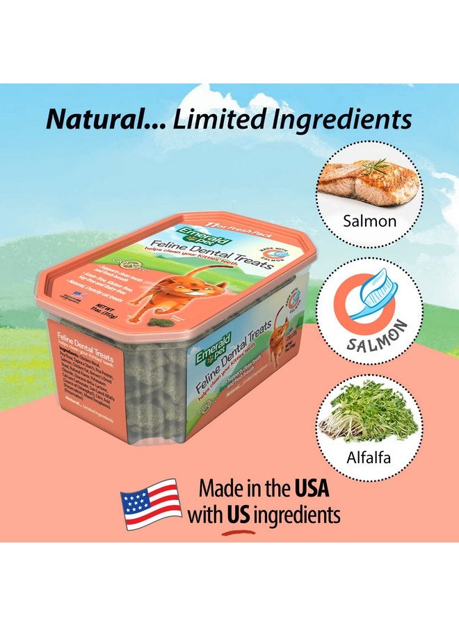 إميرالد بيت مكافآت الأسنان للقطط - مكافآت أسنان لذيذة ومقرمشة للقطط خالية من الحبوب - مكافآت أسنان طبيعية لتنظيف أسنان القطط، وتنقية أنفاسها، وتقليل تراكم البلاك والجير - مكافآت السلمون، 11 أونصة - Image 3