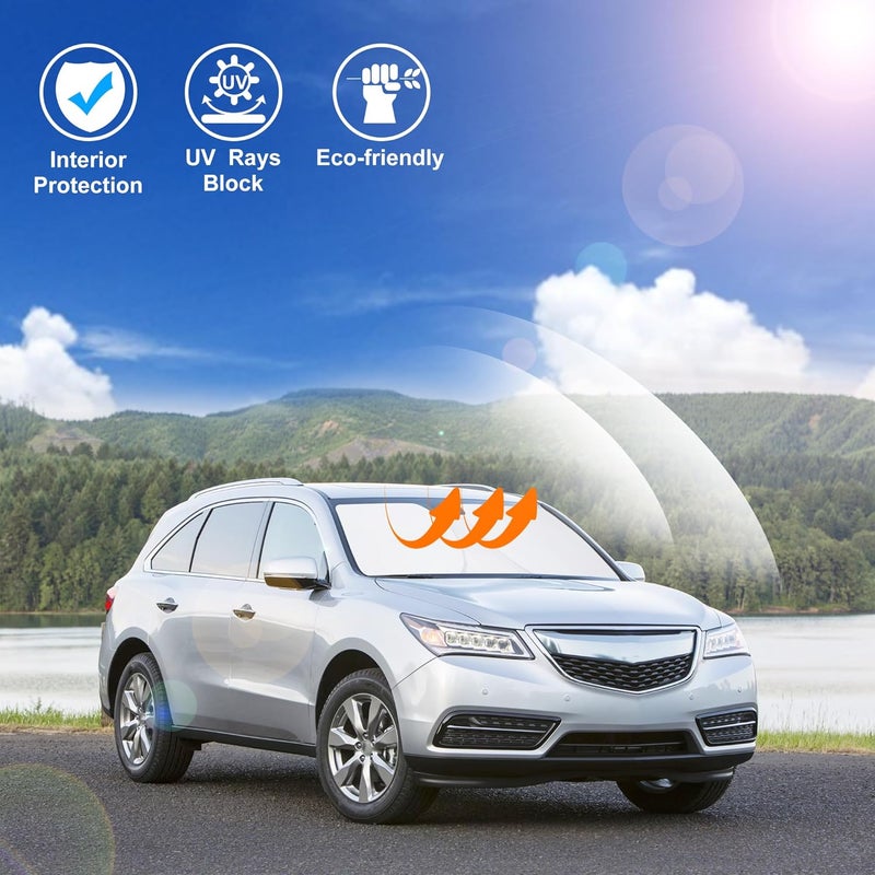 LHFLIVE Windshield Sun Shade Custom Fit for 2014-2020 Acura MDX Accessories Foldable Sunshade Sun Blocker Protect Car from Sun Rays & Heat Damage Keep Car Cooler - Image 5