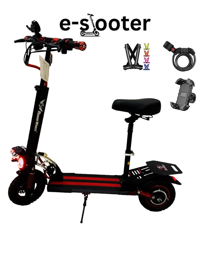 ROHAN WINGS Electric Scooter for Adults Rohan Wings QS4A | 25-30km Range | Powerful Motor | 48V 13AH Big Battery | Hi Speed | Dual Braking | Bluetooth Speaker | free accessories Helmet, Safety Belt, Mobile Holder, Pump, Tool Kit and Lock.  - Image 1