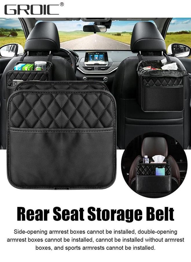 GROIC Car Back Seat Organizer, Hanging PU Leather Car Storage Bag, Compatible with Most Vehicles Interior Accessories Organizer,Car Seat Storage Organizer and Handbag Holder,Vehicle Trash Can  - Image 4