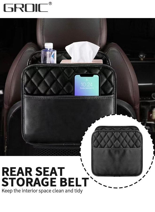 GROIC Car Back Seat Organizer, Hanging PU Leather Car Storage Bag, Compatible with Most Vehicles Interior Accessories Organizer,Car Seat Storage Organizer and Handbag Holder,Vehicle Trash Can  - Image 5
