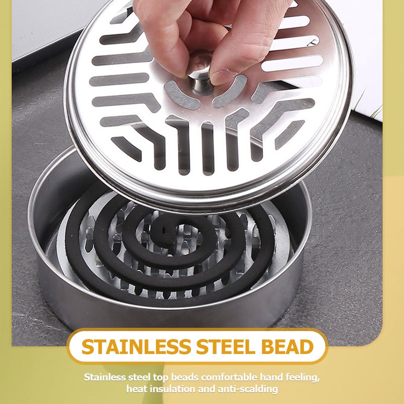 Holder With Cover Stainless Steel Incense Coil Holder Box - Image 5