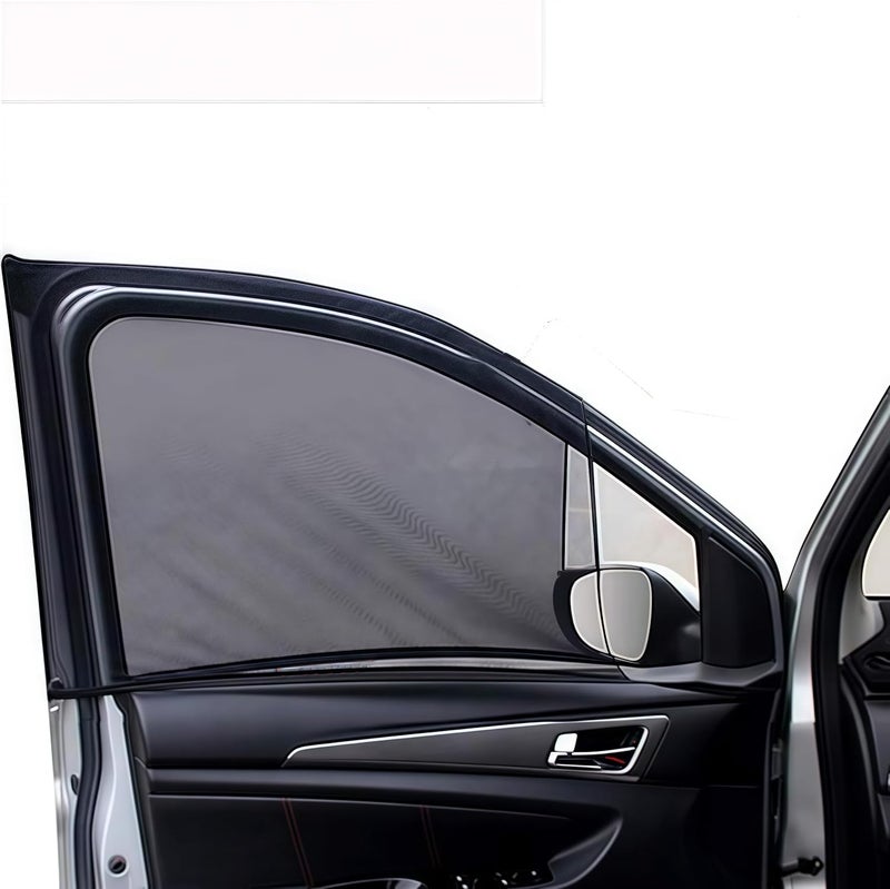 Beicarin Car Front Window Sun Shade - 2 Pack Breathable Mesh Side Window Shade Sunshade UV Protection for Driver Family Pet on Front seat, Curtain with Two Holes to See Rearview Mirror, Size M - Image 1