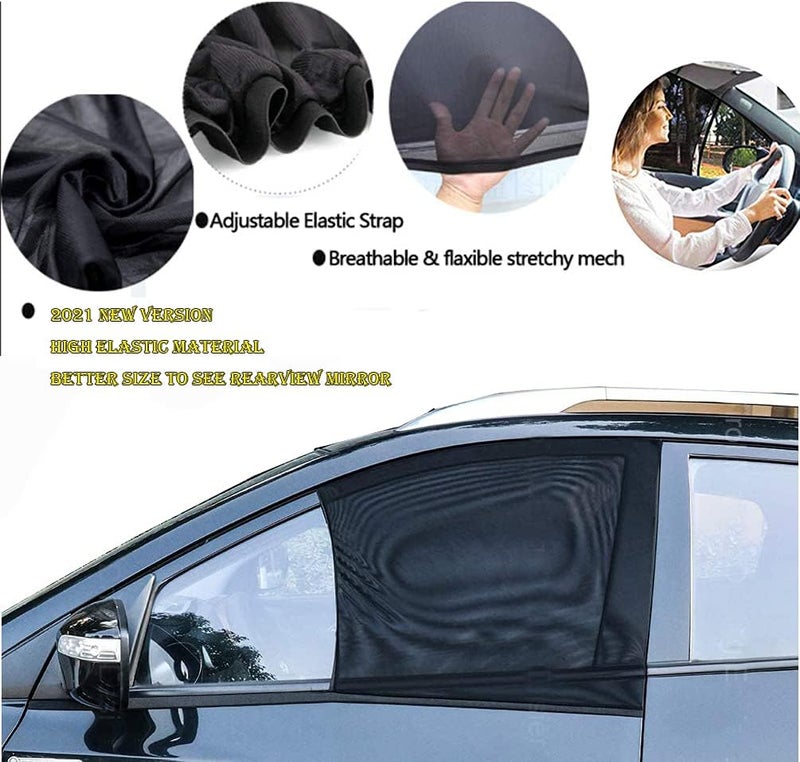 Beicarin Car Front Window Sun Shade - 2 Pack Breathable Mesh Side Window Shade Sunshade UV Protection for Driver Family Pet on Front seat, Curtain with Two Holes to See Rearview Mirror, Size M - Image 4