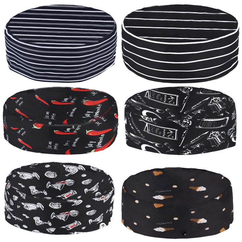 Sushi Restaurant Work Cap Japanese Cuisine Japanese Restaurant Waiters And Waiters Solid Color Chef Halal Black And White Work Cap - Image 2