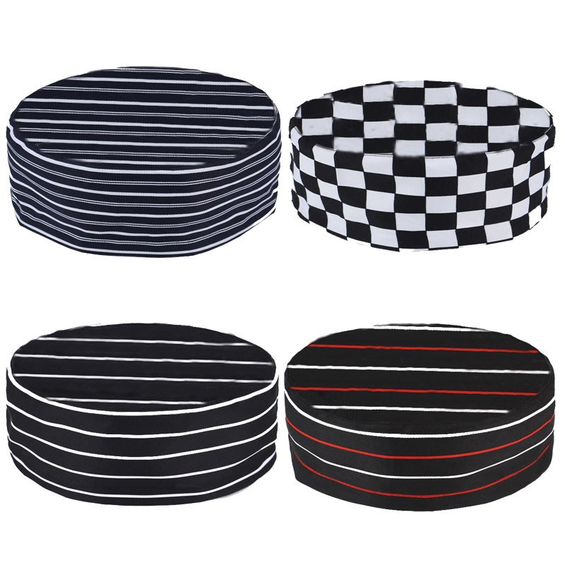 Sushi Restaurant Work Cap Japanese Cuisine Japanese Restaurant Waiters And Waiters Solid Color Chef Halal Black And White Work Cap - Image 3