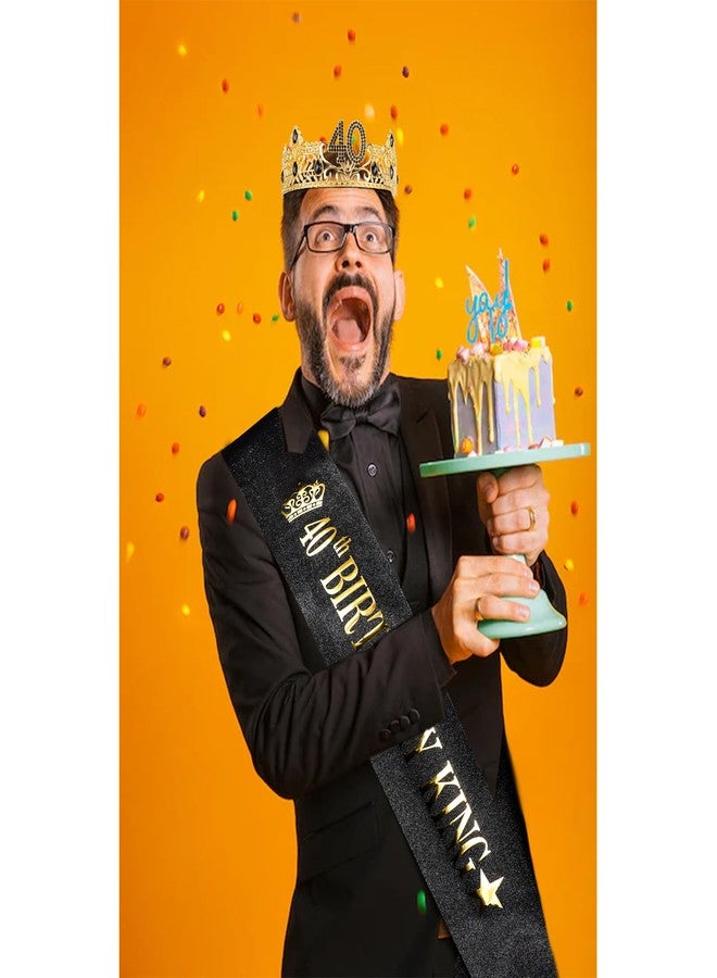 هابدو زينة عيد الميلاد الأربعين للرجال من هابدو، هدايا عيد ميلاد له، طقم زينة حفلات للرجال - تاج ووشاح ملكي لعيد الميلاد الأربعين، هدايا تذكارية لحفلة عيد ميلاد سعيد للرجال - Image 4
