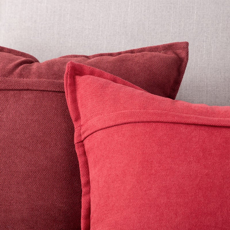 MADIZZ MADIZZ Set of 2 Short Chenille Throw Pillow Covers 26x26 Inch Burgundy Soft Decorative Cushion Cover for Sofa Bedroom Pillow Shell  - Image 5