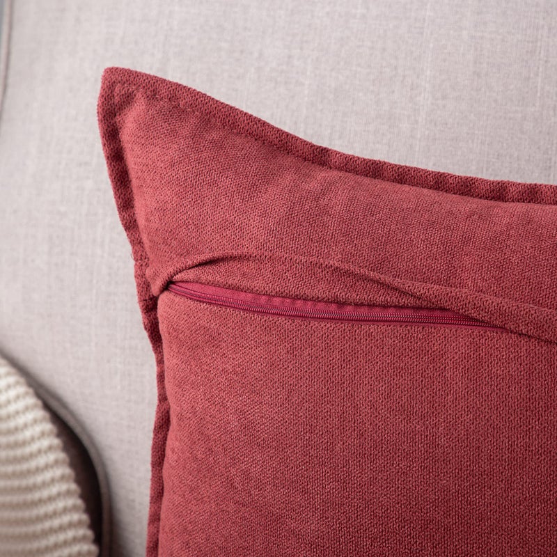MADIZZ MADIZZ Set of 2 Short Chenille Throw Pillow Covers 26x26 Inch Burgundy Soft Decorative Cushion Cover for Sofa Bedroom Pillow Shell  - Image 3