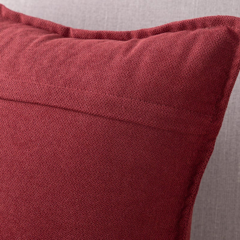 MADIZZ MADIZZ Set of 2 Short Chenille Throw Pillow Covers 26x26 Inch Burgundy Soft Decorative Cushion Cover for Sofa Bedroom Pillow Shell  - Image 2