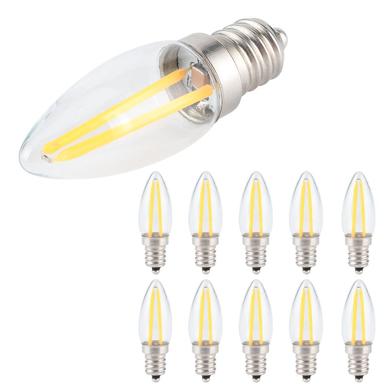 E12 Light Bulb: 1.5W 230V Dimmable Long Filament LED Bulb - High-Quality Heat-Resistant Glass Energy-Saving Mini LED Bulb for Home, Restaurant, Hotel, Cabinet & Outdoor Landscape Lighting - Image 4
