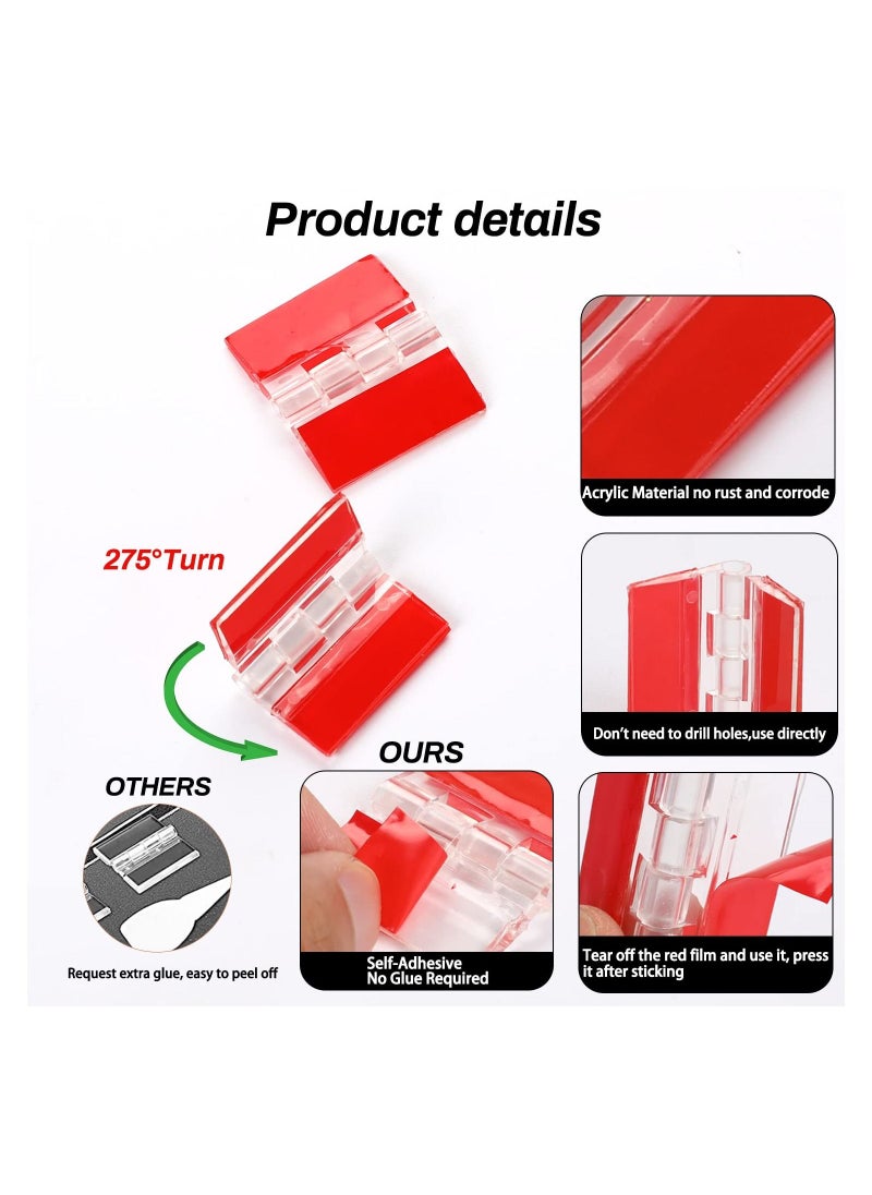 SYOSI - 24PCS Acrylic Hinge, Transparent Plastic Hinges Continuous Piano Hinge Self-Adhesive Folding Hinge Furniture DIY Tool Acrylic Hardware for DIY Transparent Box, Display Stand(30x35 mm) - Image 1