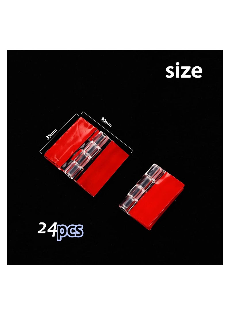 SYOSI - 24PCS Acrylic Hinge, Transparent Plastic Hinges Continuous Piano Hinge Self-Adhesive Folding Hinge Furniture DIY Tool Acrylic Hardware for DIY Transparent Box, Display Stand(30x35 mm) - Image 1