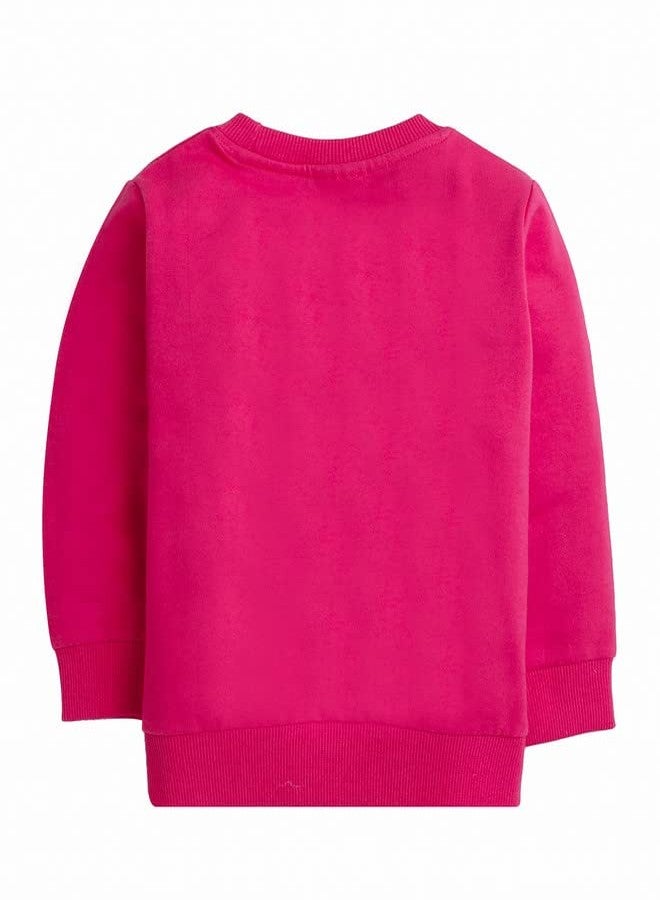 BUMZEE Pink Girls Full Sleeves Loose Cotton Round Neck Sweatshirt Age - 12-18 Months - Image 2
