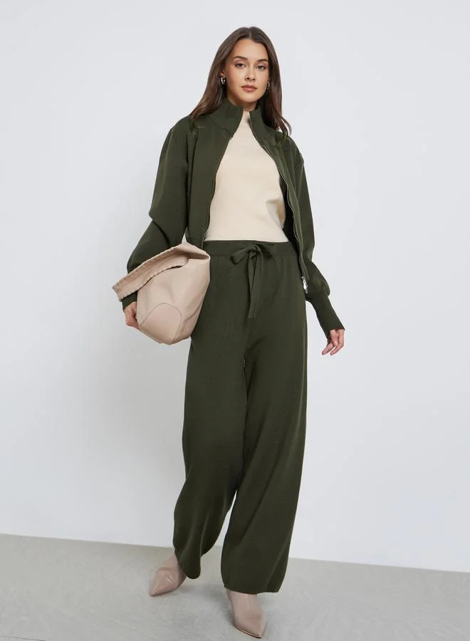 Styli Olive Knitted Sweater and Pants Co-ords