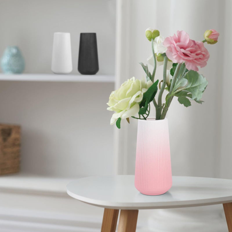 GUKJOB Gradient Pink Ceramic Vase, GUKJOB Small Cute Flower Vase for Pampas Grass, Home, Living Room, Dining Table, Farmhouse, Office Decor, Bedroom, Table, and Kitchen Shelf (Gradient Pink) - Image 5