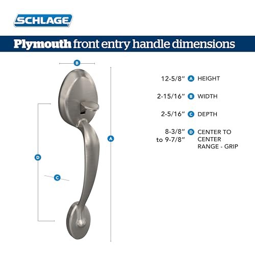 SCHLAGE Plymouth Front Entry Handle Flair Right-Handed Interior Lever (Satin Nickel) FE285 PLY 619 FLA RH - Image 3