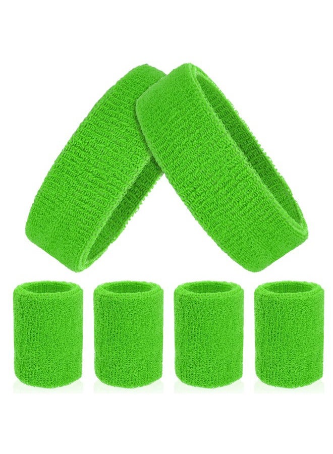 ASTER 6 Pieces Striped Sweatbands Set, Includes 2 Pieces Sports Headband and 4 Pieces Wristbands Sweatbands Colorful Striped Sweatband Set for Men and Women - Image 1
