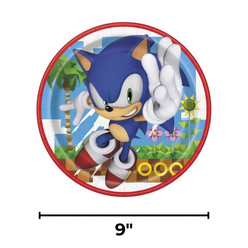 Unique Red & Blue Sonic the Hedgehog Round Paper Dinner Plates - 9"" (Pack of 8) - Fun Sonic Character Design  Perfect for Birthday Parties  Themed Celebrations  and Kids' Events - Image 3