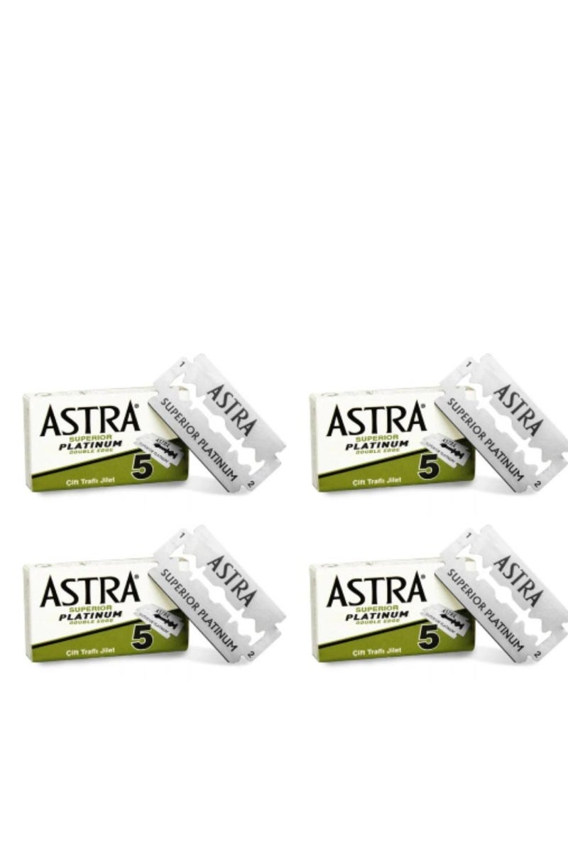 أسترا ماكينة حلاقة بلاتينيوم ذات حافة مزدوجة، 5 قطع (عبوة من 4 قطع)