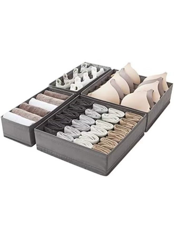 فواصل تنظيم الأدراج وصناديق تخزين الملابس الداخلية وحمالة الصدر والجوارب والملابس الداخلية (رمادي) - Image 1