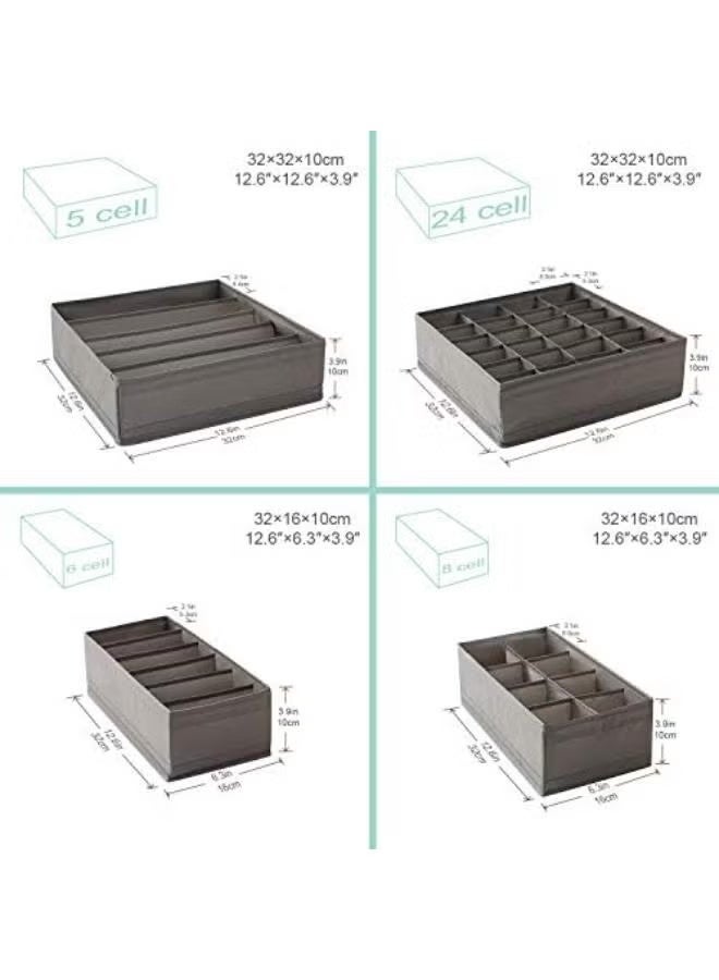 فواصل تنظيم الأدراج وصناديق تخزين الملابس الداخلية وحمالة الصدر والجوارب والملابس الداخلية (رمادي) - Image 2