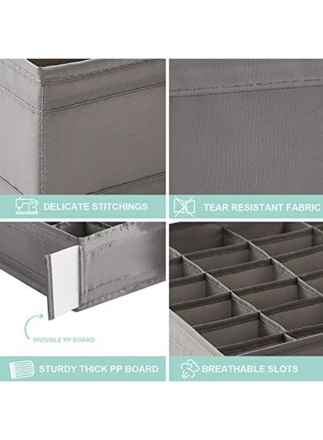 فواصل تنظيم الأدراج وصناديق تخزين الملابس الداخلية وحمالة الصدر والجوارب والملابس الداخلية (رمادي) - Image 3