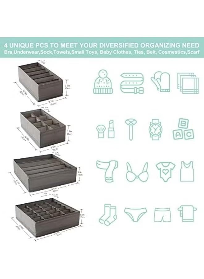 فواصل تنظيم الأدراج وصناديق تخزين الملابس الداخلية وحمالة الصدر والجوارب والملابس الداخلية (رمادي) - Image 5