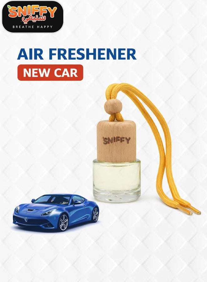 Sniffy New Car Car Hanging Air Freshener Perfume Diffuser, Long Lasting New Car Fragrance Oil, Wooden Cap Glass Bottle Deodorizer, Non Toxic Alcohol Free, Spill Proof Rear View Mirror Hanging, Car Interior Odor Eliminator for Home Office - Image 1