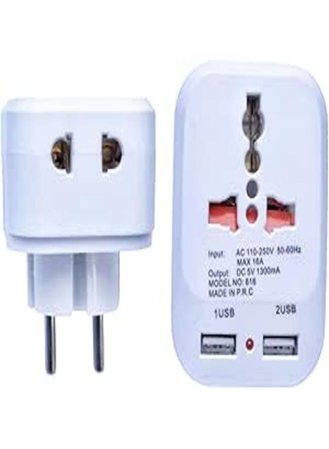 Multi-Functional Power Strip with 2 AC Outlets (220V) and 2 USB Ports (5V/1300mA) – Elegant White Design, Safe and Practical for Home & Office Use - Image 1