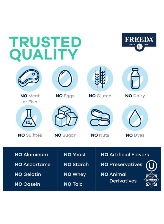 Freeda Vegan Vitamin C 500mg – Kosher Immune Support & Antioxidant – Helps Maintain Healthy Skin & Hair, Supports Iron Absorption – No Gluten, No Lactose, No Artificial Flavor or Color – 250 Tablets - Image 4