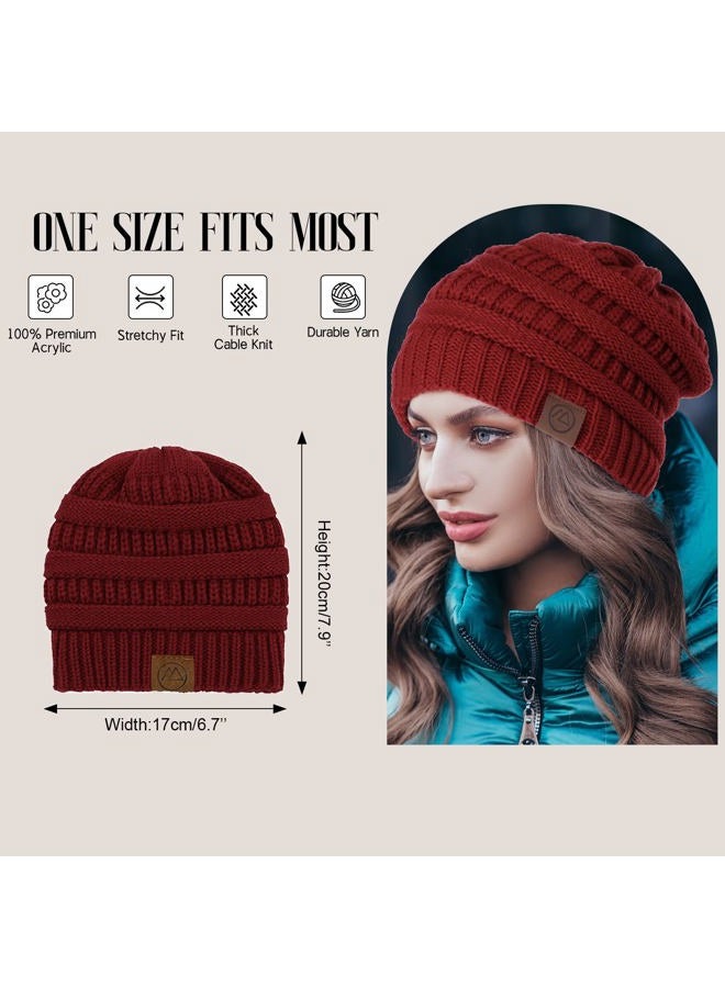 American Trends Satin Lined Beanie Hats Winter Hats for Women Cable Warm Knit Thick Slouchy Beanie Black&Dark Grey&Black Mix&Black Grey - Image 4