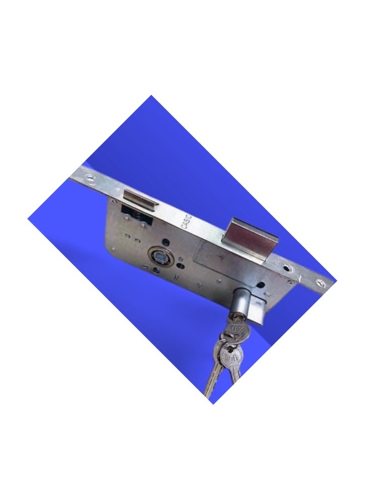 (Apartment door lock) Silver apartment door bolt chain + Silver apartment door handle + Apartment door lock 3 keys  - Image 3