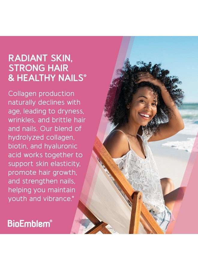 BioEmblem Beauty Collagen - 11G Hydrolyzed Multi-Collagen Peptides, Hyaluronic Acid, Vitamin C & Biotin - Bovine, Fish & Eggshell Membrane Collagen - Skin, Hair, Nail, & Joint Health - 30 Servings - Image 3