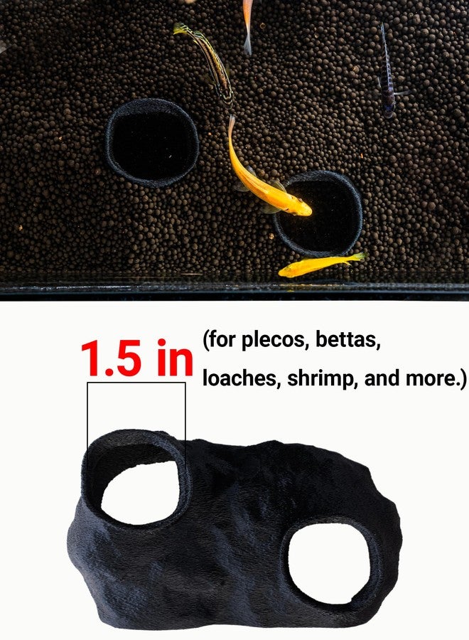 ORBIDYN Dual-Entrance Rock-Texture Cave – Fish Tank Shelter & Aquarium Decor with 2 Tunnels, 6×3.4×2.3in (Black) - Image 5