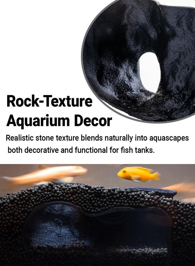 ORBIDYN Dual-Entrance Rock-Texture Cave – Fish Tank Shelter & Aquarium Decor with 2 Tunnels, 6×3.4×2.3in (Black) - Image 3