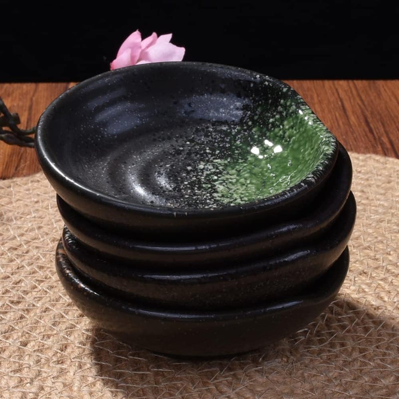 LMRLCS Japanese Ceramic Dish 315 Inch Home Seasoning Saucer Soy Sauce Saucer Small Soy Sauce Vnegar Dish Snack Dish Set of 4 - Image 5