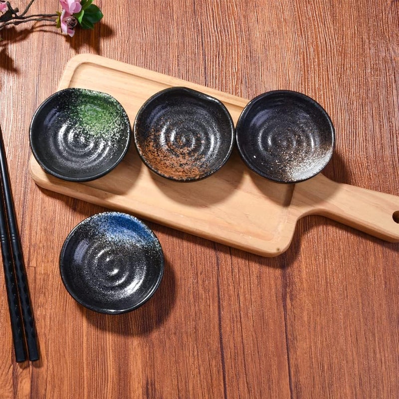 LMRLCS Japanese Ceramic Dish 315 Inch Home Seasoning Saucer Soy Sauce Saucer Small Soy Sauce Vnegar Dish Snack Dish Set of 4 - Image 3