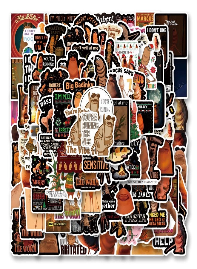 CPORER 110Pcs Marcus The Worm Stickers Funny Marcus The Worm Decal Merch Scrapbook Sticker Waterproof Vinyl for Laptop, Water Bottle, Skateboard, Scrapbooking, Party Favors - Image 1