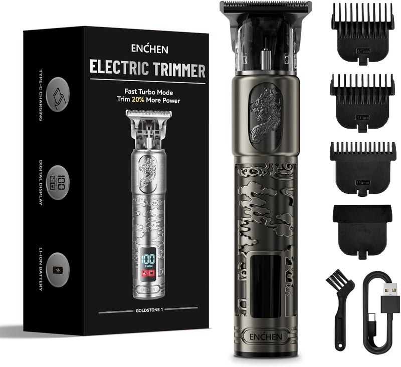 مقص شعر ENCHEN للرجال 120 دقيقة استخدام ماكينة حلاقة لحية لاسلكية مع شاشة LED شاحن USB TypeC ماكينة حلاقة كهربائية للوجه والرأس قابلة للتعديل مجموعة حلاقة للرجال مع أمشاط