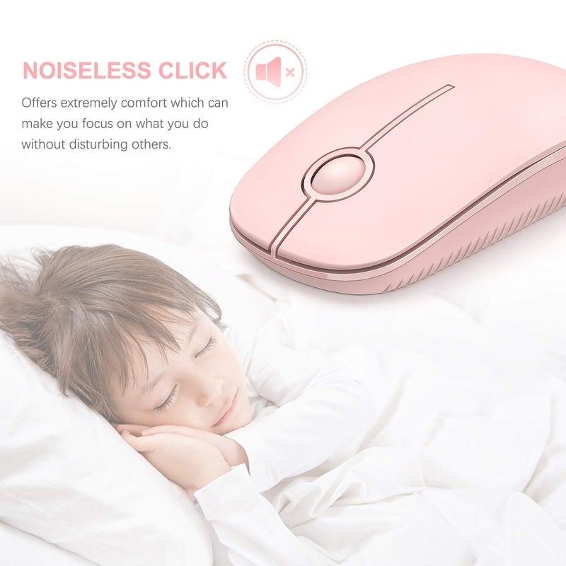 VssoPlor Wireless Mouse, 2.4G Slim Portable Computer Laptop Mouse with Nano Receiver Quiet Silent Optical Mice for Notebook, PC, Laptop, Computer-Pure Pink - Image 2