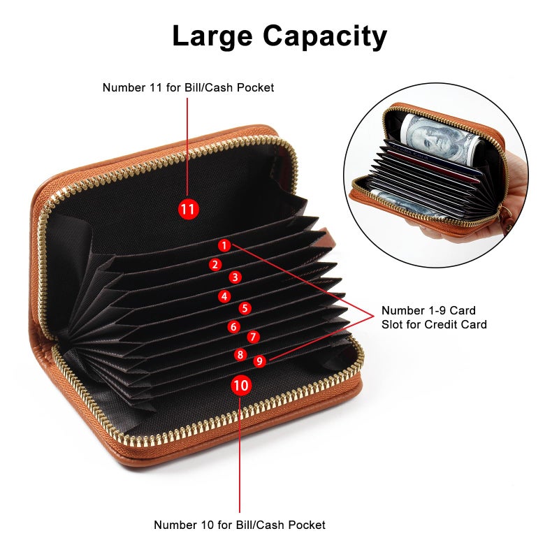 EcoVision Credit Card Holder RFID Card Case Wallet, Small Accordion Zipper Card Case Holder, Card Organizer Case for Women Men - Image 2