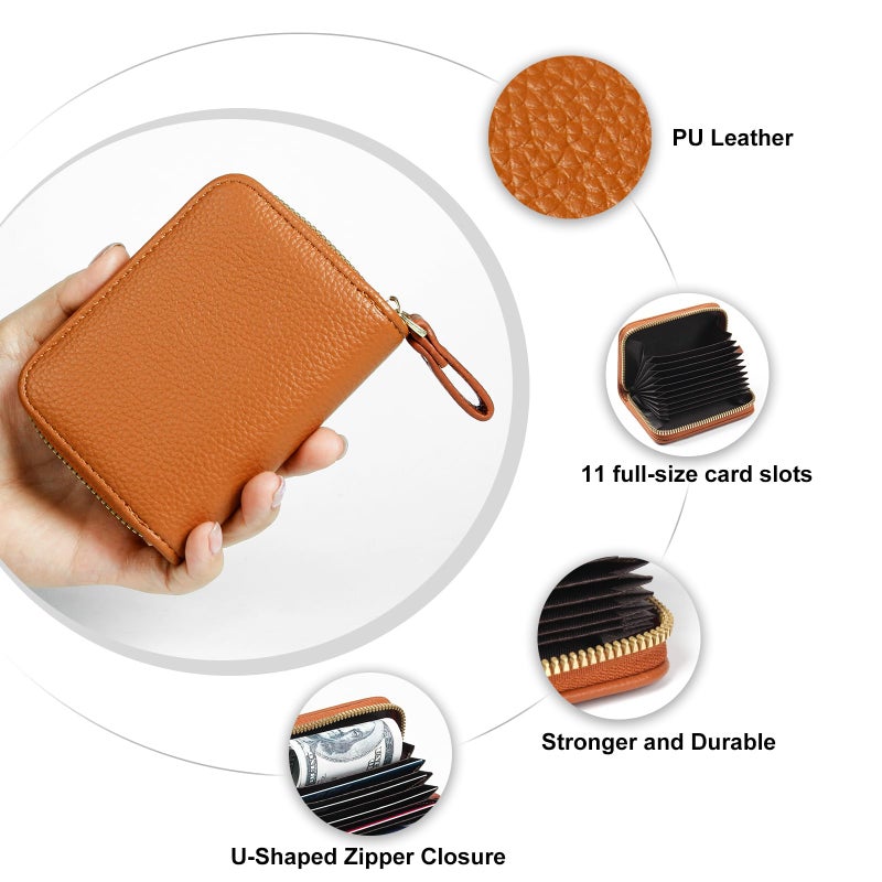 EcoVision Credit Card Holder RFID Card Case Wallet, Small Accordion Zipper Card Case Holder, Card Organizer Case for Women Men - Image 5
