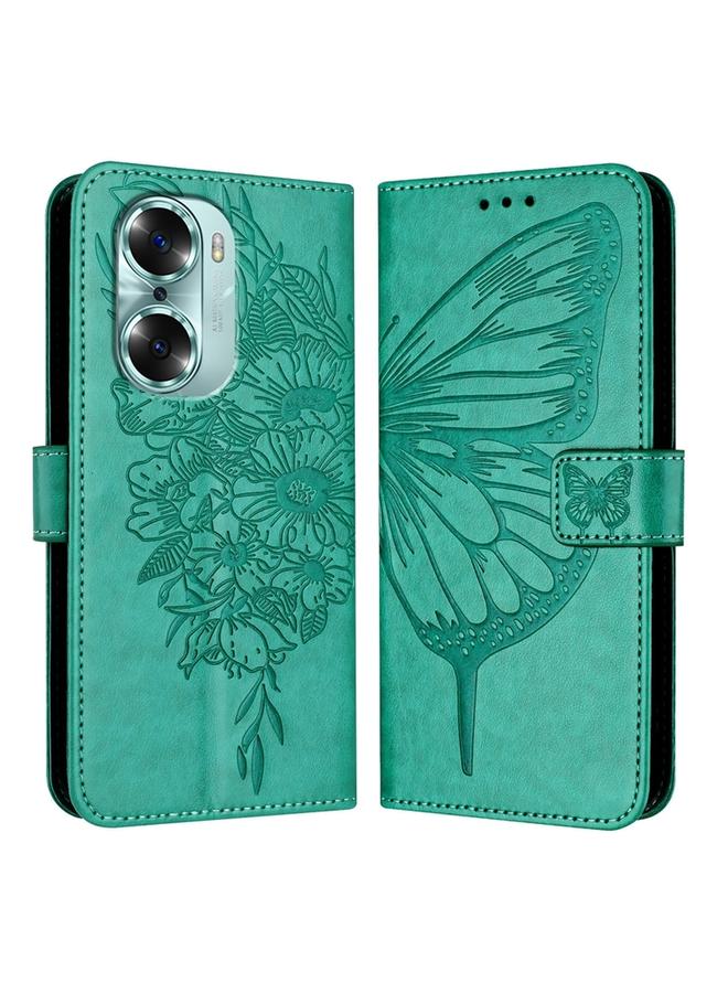 اس-توب جراب هاتف Honor 60 من الجلد المنقوش بنقشة الفراشة - Image 1