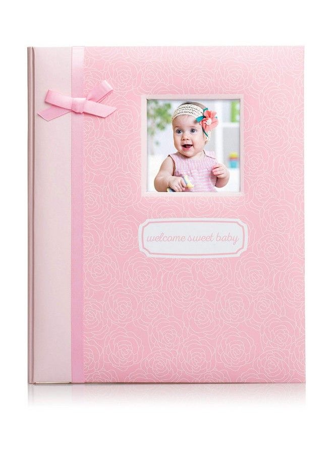 pearhead Little Blossoms By Pearhead Welcome Sweet Baby Memory Book With Clean Touch Baby Safe Ink Pad Pink  - Image 1
